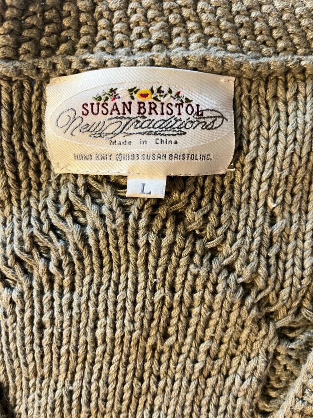 Susan Bristol Equestrian Theme Embroidered Cable Knit Cardigan - Picture 2 of 11